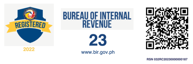 Bureau of Internal Revenue registered, 2022. RSN 032RC20230000000187